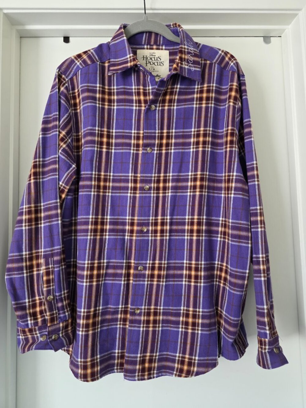 Disney Hocus Pocus Sarah Amuck Flannel Shirt Purple PCotton Men Large Cakeworthy
